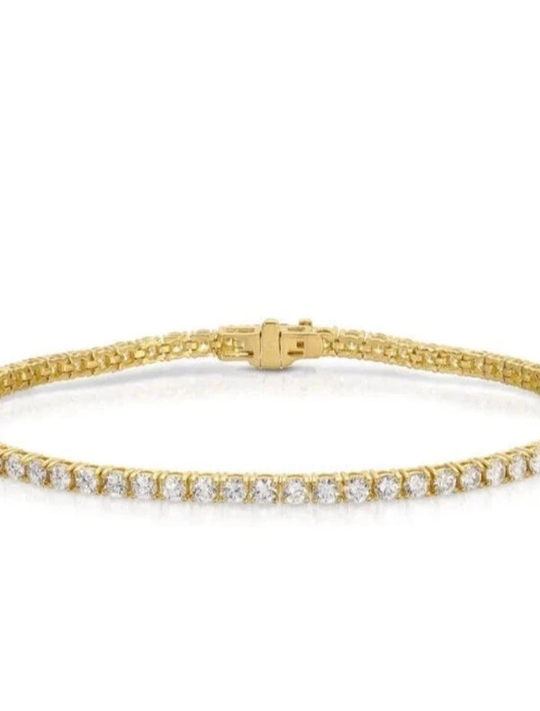 4.00 Ctw Certified Lab-Grown Diamond Tennis Bracelet – 14K yellow Gold, D–F Color, VS Clarity, 7-Inch The Eternal Elegance