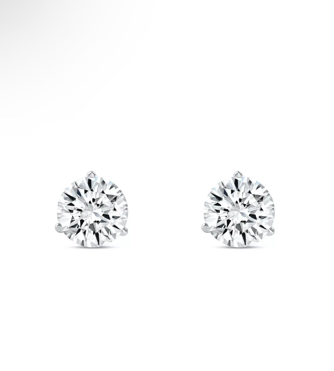 14K White Gold Martini Earrings IGI Round 2.00 Ct Lab Grown Diamond Stud D VS1