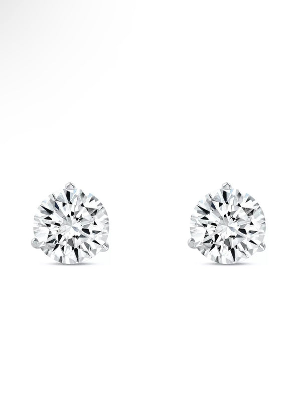 1.00 Ct D VVS2 Lab Grown Diamond Stud Earrings – Platinum, IGI Certified