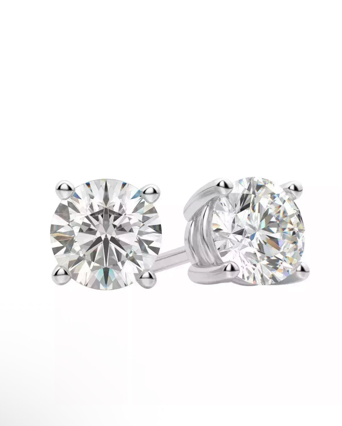2.00 Ct D VS1 Round Lab-Grown Diamond Stud Earrings – 14K Gold, Push Back, IGI Certified