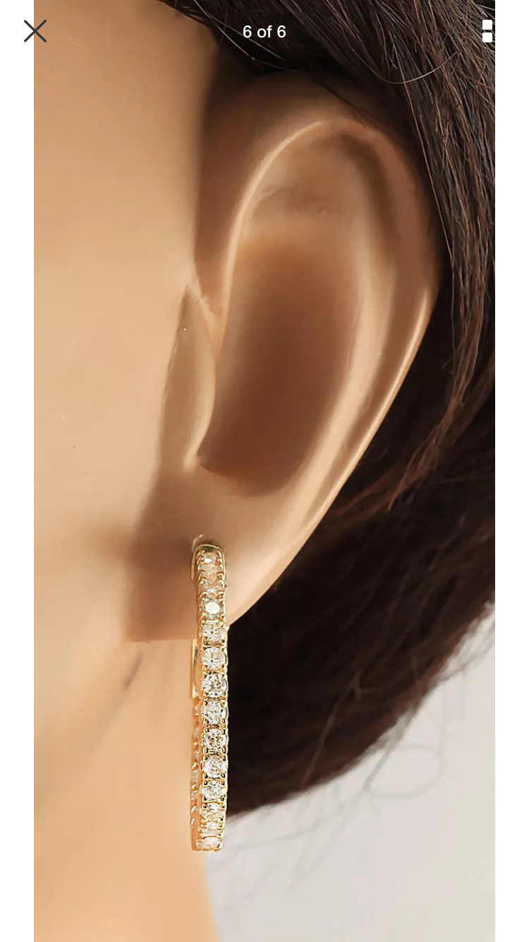 Diamond Inside-Out Hoop Earrings – 2.00 Carat, 14K Yellow Gold, 24mm certified LG