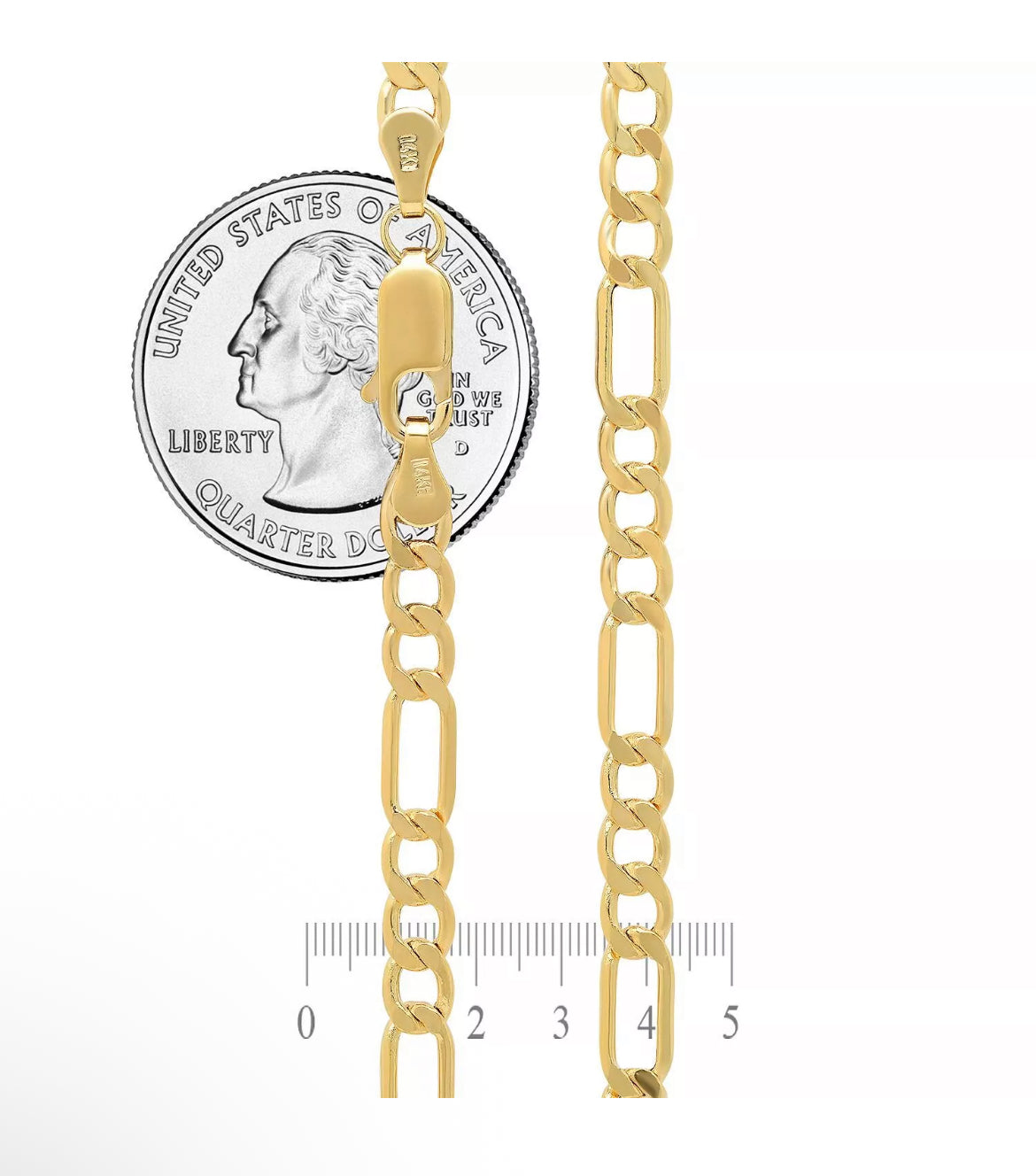 Solid 14K Yellow Gold Figaro Chain Necklace – 3mm