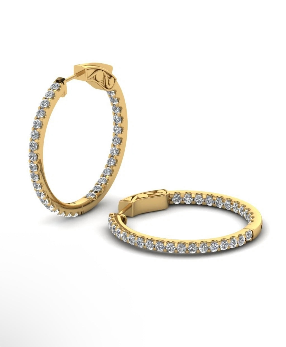 Lab-Grown Diamond Inside-Out Hoop Earrings – 2.00 Carat, 14K Yellow Gold, 24mm