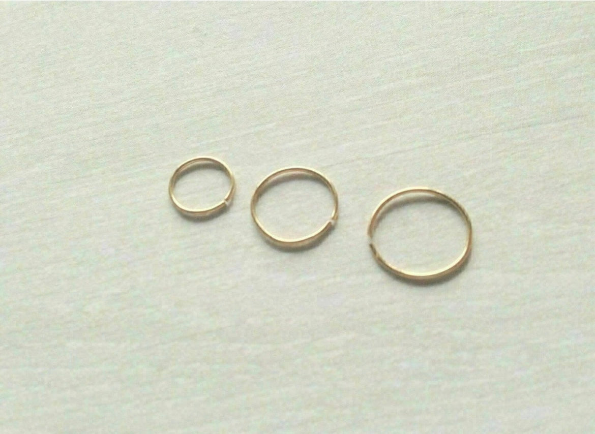 14K Yellow Gold Unisex Endless Hoop Earrings 10mm 12mm 14mm 16mm 18mm 21mm