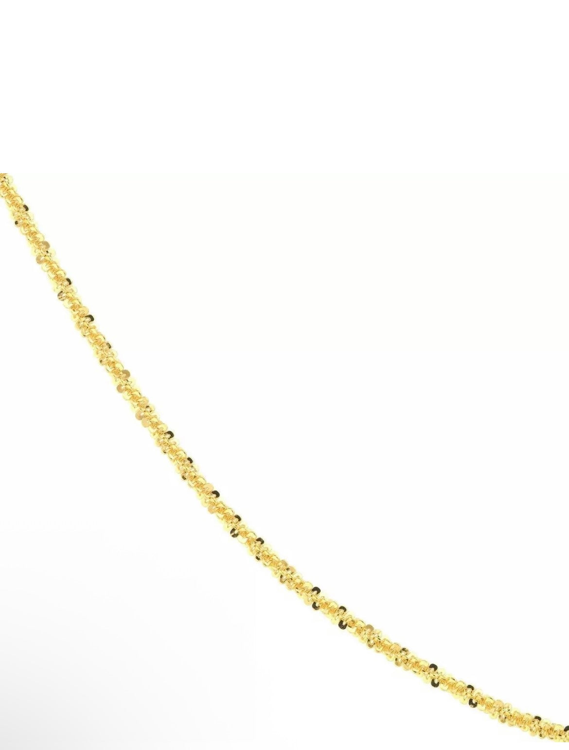 1.50mm Rock Sparkle Twisted Chain Necklace Real Solid 14K Yellow Gold