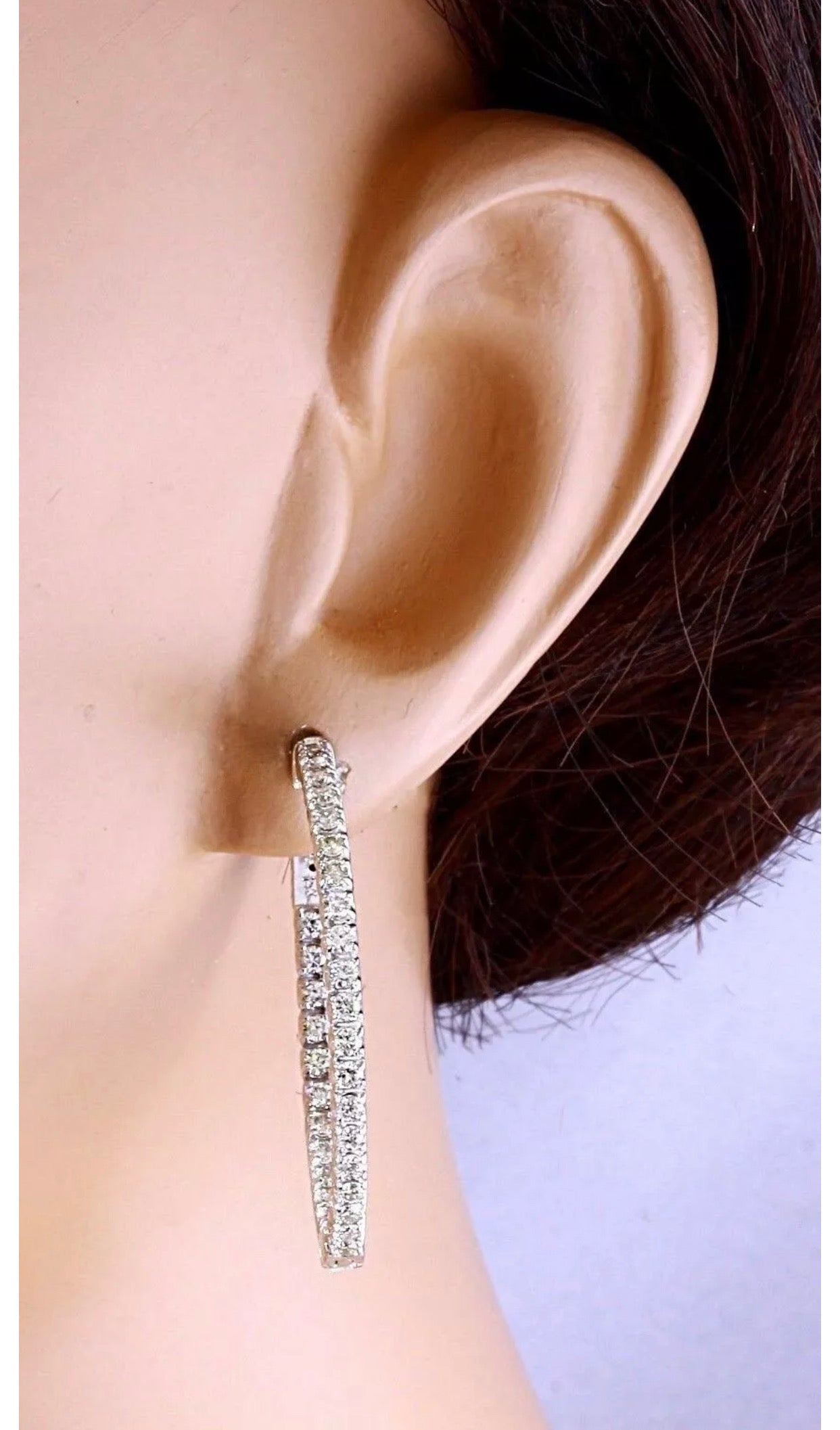 Lab-Grown Diamond Inside-Out Hoop Earrings – 2.00 to 5.00 Carat, 14K White Gold, 24mm