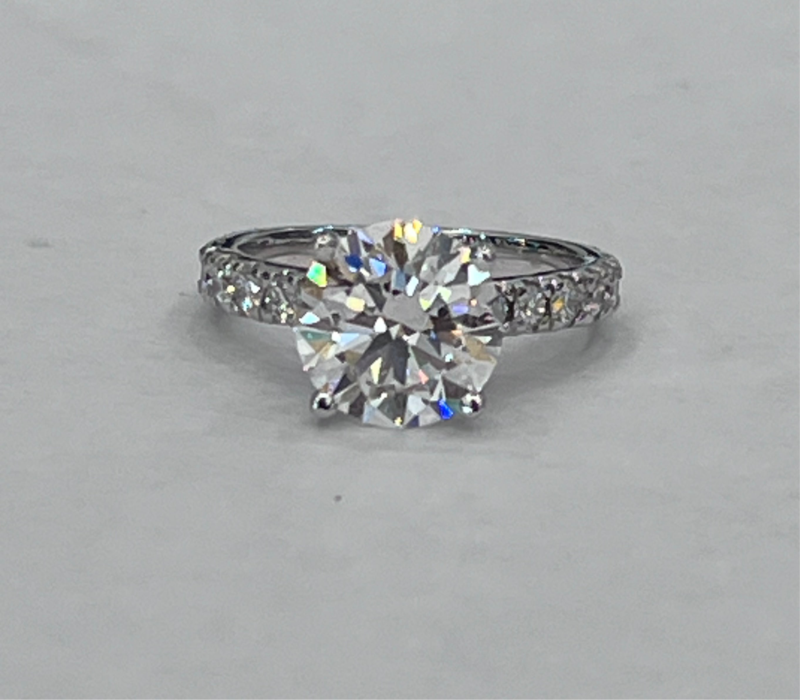 Certified 3.55 Carat E VS2 Lab Grown Diamond Engagement Ring 14K White Gold