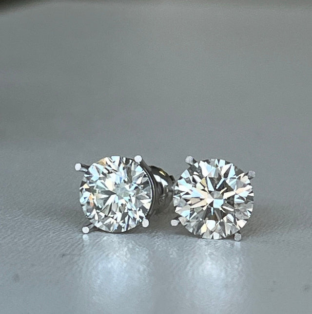 1.00-10.00 Carat Round Lab Grown Diamond Earrings Studs 14K White Gold D VS1 IGI Certified