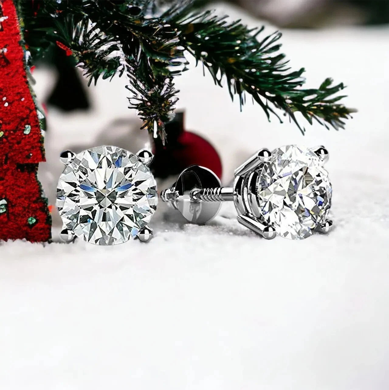 1.00 Ct Lab Grown Diamond Stud Earrings in 14K White Gold – EF Color / VS Clarity