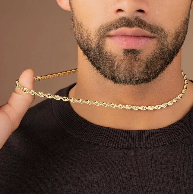 Real 14K Gold Plated Solid 925 Sterling Silver Rope Chain – 5.00mm for Women
