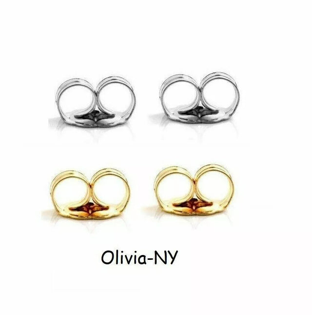 14K Yellow Or White Solid Gold Earring Backs 1 Pair Butterfly Medium Sized 4x4