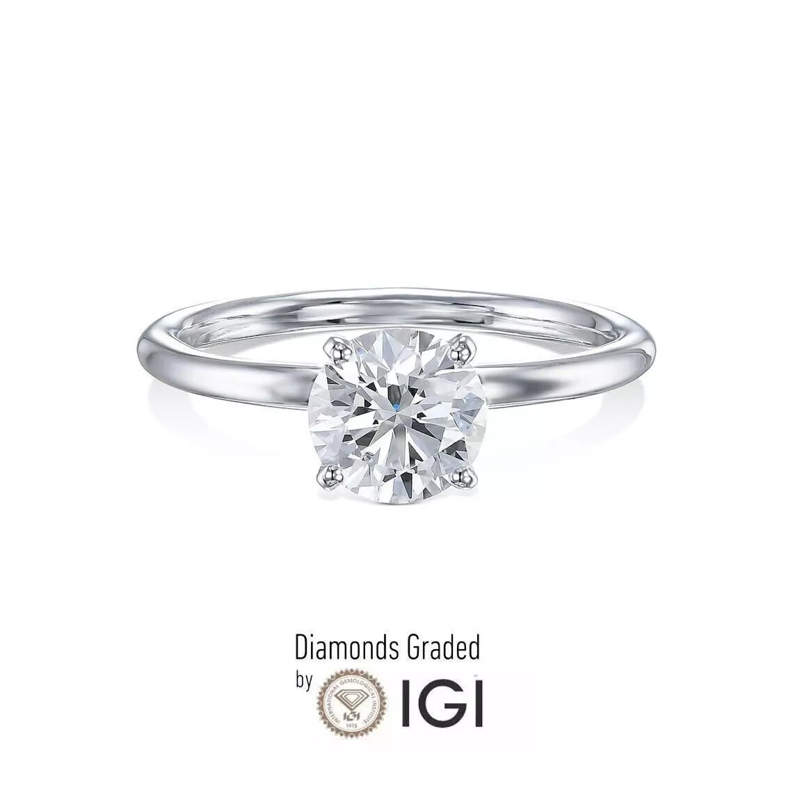 IGI Certified 1.00 Carat D VS1 Lab Grown Diamond Engagement Ring 14k White Gold