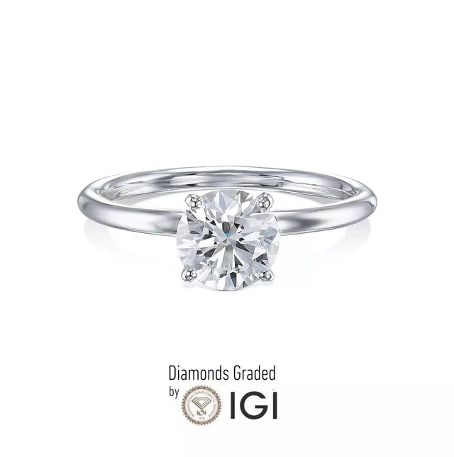 IGI Certified 1.00 Carat D VS1 Lab Grown Diamond Engagement Ring 14k White Gold