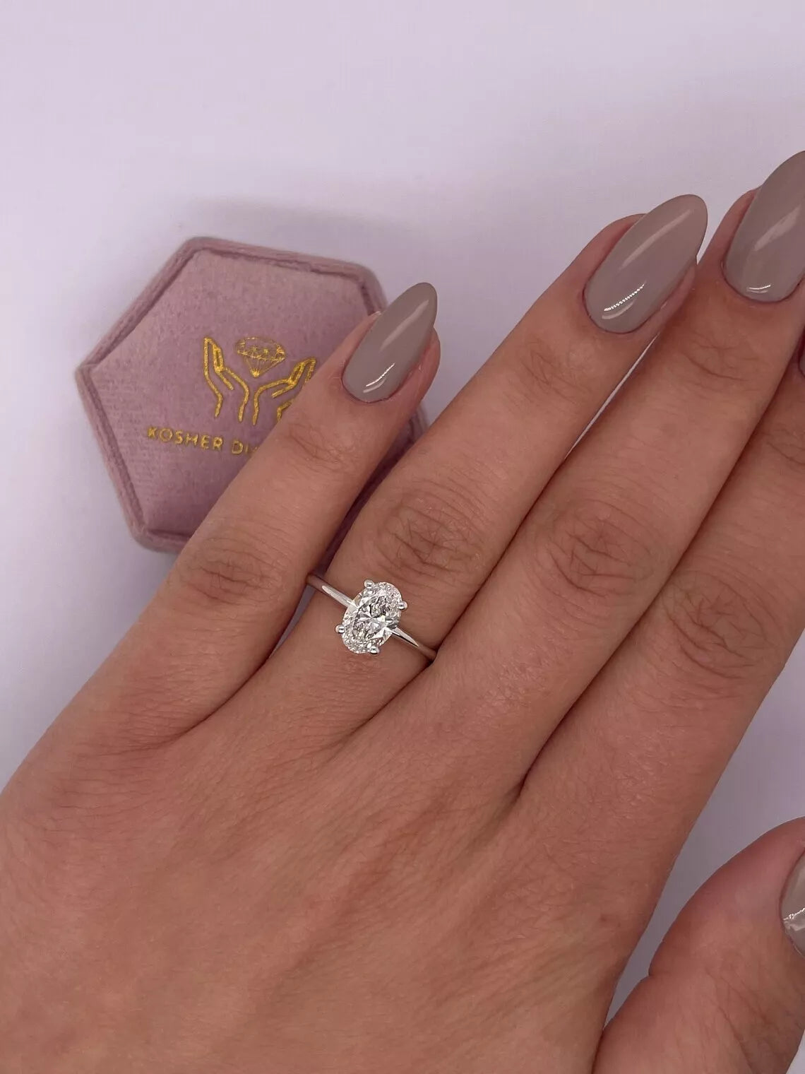 1.00 Ct F VS1 Oval Cut Solitaire Lab Grown Diamond Ring IGI Certified 14 Gold