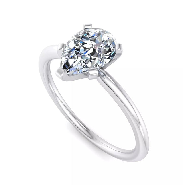 IGI Certified 1.00 Carat Pear Shape Lab Grown Diamond Engagement Ring 14k E/VS1