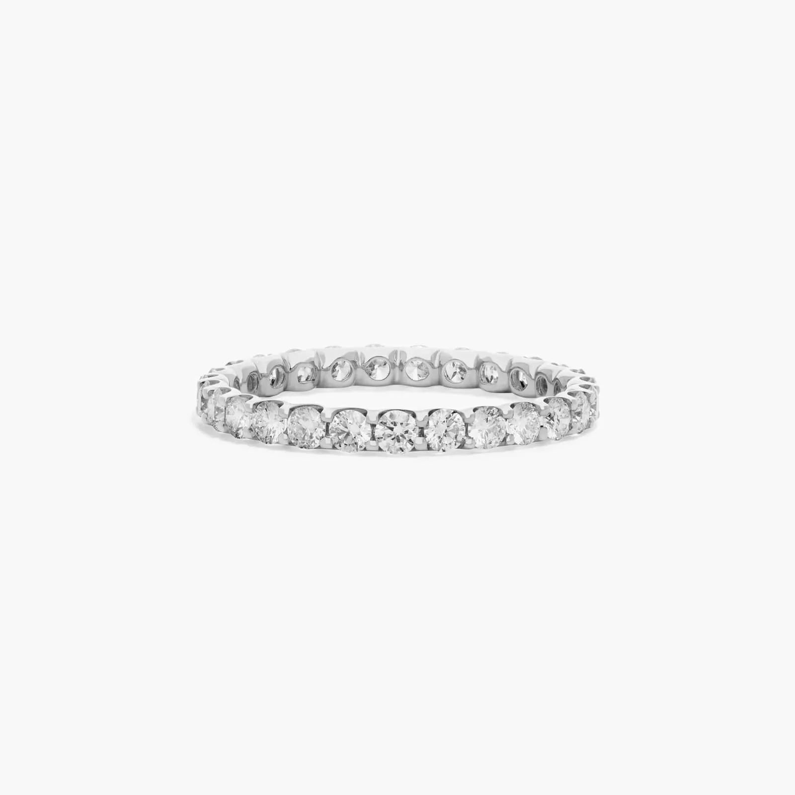 1.00 Carat D VS1 Round Cut Lab Grown Diamond Eternity Band Shared Prong 14k Gold