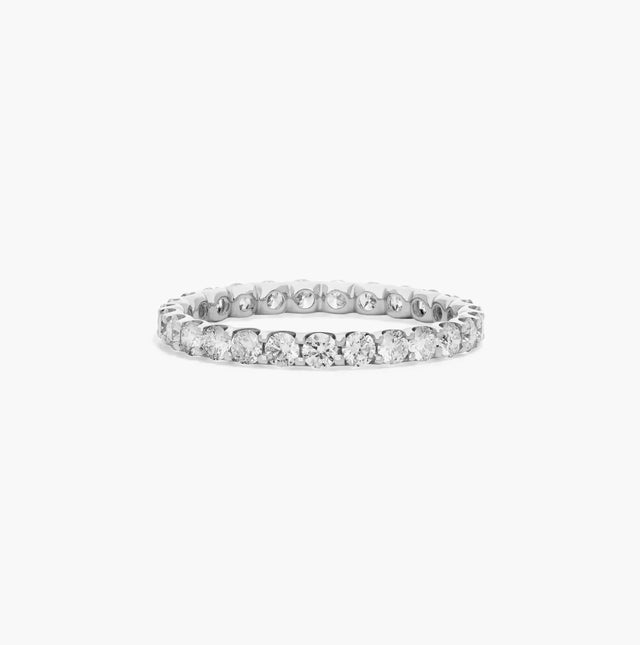 1.00 Carat D VS1 Round Cut Lab Grown Diamond Eternity Band Shared Prong 14k Gold