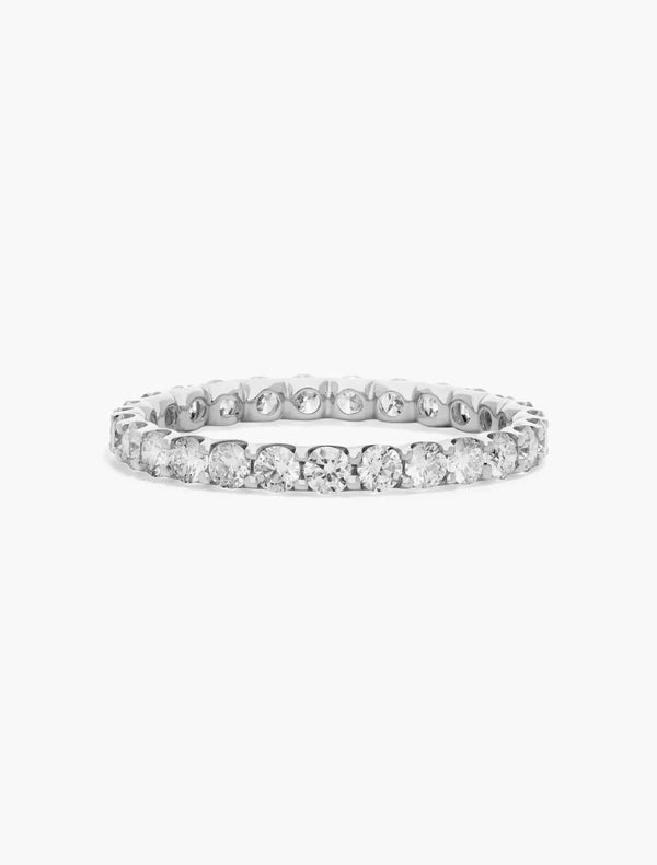 1.00 Carat D VS1 Round Cut Lab Grown Diamond Eternity Band Shared Prong 14k Gold