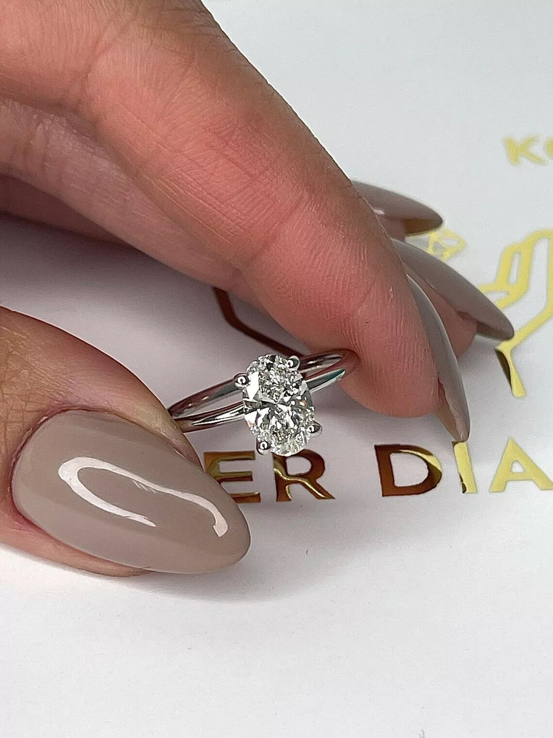 1.00 Ct F VS1 Oval Cut Solitaire Lab Grown Diamond Ring IGI Certified 14 Gold