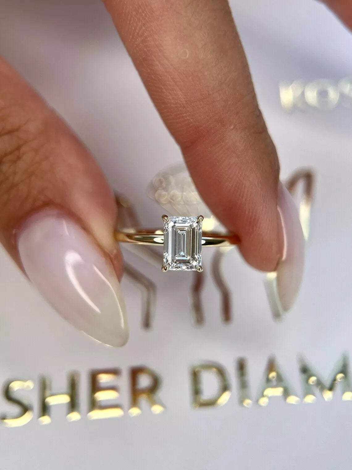 1.00 Ct G VS1 Emerald Cut Solitaire Lab Grown Diamond Ring IGI Certified 14 Gold