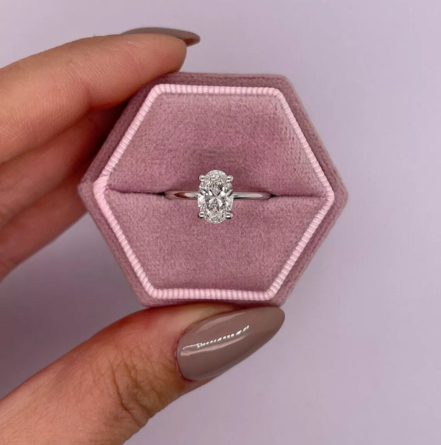 1.00 Ct G VS1 Oval Cut Solitaire Lab Grown Diamond Ring IGI Certified 14 Gold