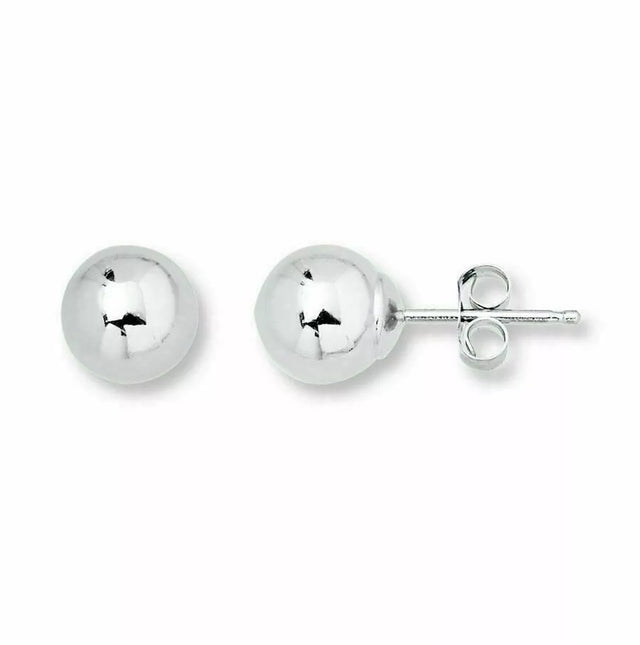 14k Solid White Gold Ball Stud Earrings Top Quality High Polish With 14k Backs