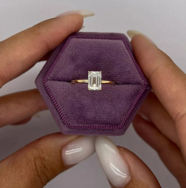 1.00 Ct D VS1 Emerald Cut Solitaire Lab Grown Diamond Ring IGI Certified 14 Gold