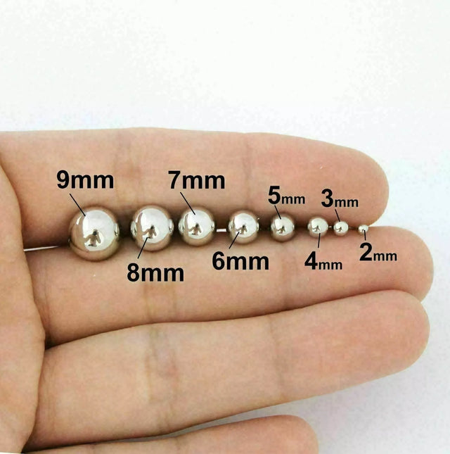 14k Solid White Gold Ball Stud Post Earrings Shiny High Polish 8mm
