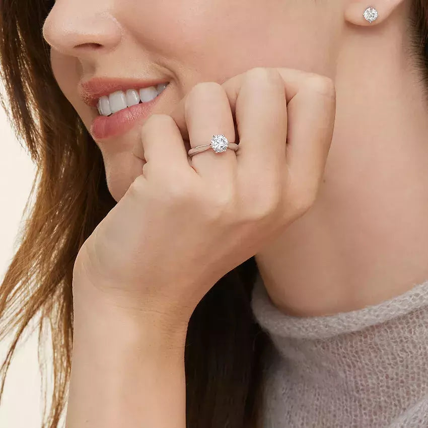IGI Certified 1.50 Ct Round Lab Grown CVD Diamond 14K Gold Proposal Wedding Ring