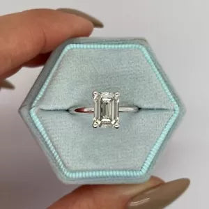 3.06 Ct F VS1 Emerald Cut Solitaire Lab Grown Diamond Ring IGI Certified 14 Gold
