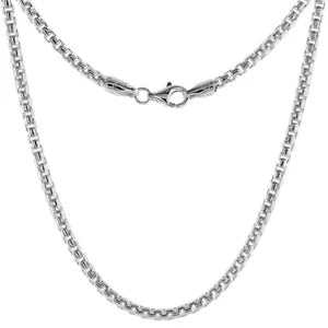 925 Sterling Silver 2.6mm Italian Round Box Chain Necklace Italian Made