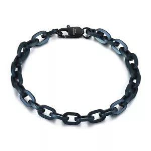 Stainless Steel Blue PVD Plating Anchor Bracelet Chain, Men's 8.5
