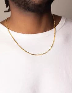 14K Solid Yellow Gold Cuban 2.5mm Chain Necklace 16