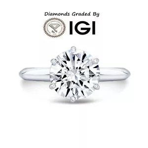 Certified F/VS 1 Ct - 4 Ct Diamond Solitaire 14k Gold Engagement Ring Lab Grown