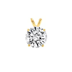 0.25 Ct - 0.75 Ct Round Real 14K Yellow Gold Lab Grown Diamond Solitaire Pendant