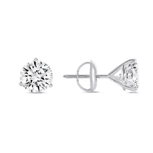 2 Ct Round Lab Created Grown Diamond Earrings 14K White Gold D VS1 Martini Screw