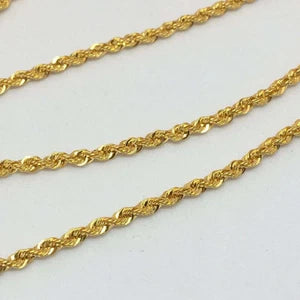 18K Solid Gold Hollow Rope Chain Necklace Men Women Genuine 18k Gold 16''-30''