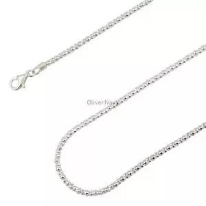 925 Sterling Silver 2.5mm Popcorn Chain Necklace 16'' Through 30'' - Italian