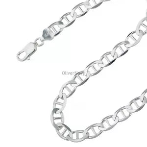 Mens Womens Solid 925 Sterling Silver Mariner Chain Necklace Italy 8.00mm - New