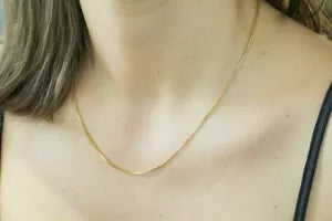 14K Solid Yellow Gold Box Necklace Real Gold Chain 16