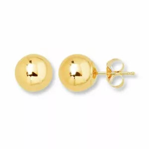 14K Solid Yellow Gold Ball Earrings 14kt Genuine Gold 4mm - New