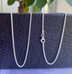 925 Sterling Silver 1.5mm Spiga Wheat Chain Necklace -Italy 16