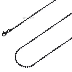 Sterling Silver 925 Black Rhodium Moon Cut Ball Bead Link Necklace 18'' - 36''