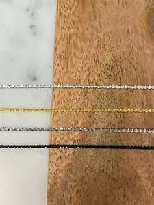 Real Solid 925 Sterling Silver Diamond Cut Sparkle Rope Chain Necklace 2.5mm
