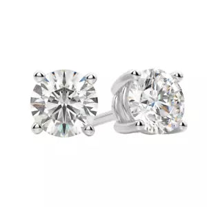 0.50 Ct E VVS2 Round Cut Lab Grown Diamond Stud Earrings 14k White Gold IGI