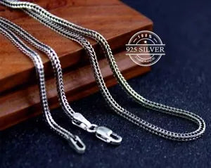 Men's Oxidized Franco Chain Necklace 2mm 925 Sterling Silver Lobster, Bali Chain