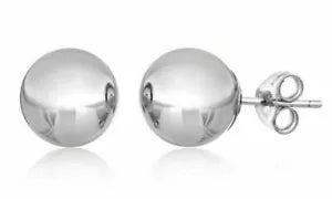 14K White Gold Ball Stud Earrings - Genuine Gold - 3mm 4mm 5mm 6mm 7mm 8mm