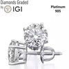 1.00 - 10.00 Carats F VS1 Lab Grown Diamond Stud Earrings Platinum IGI Certified