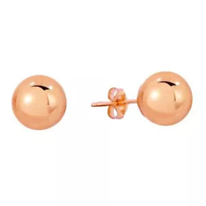 14K Rose Pink Gold Ball Stud Post Earrings All Sizes 3mm 4mm 5mm 6mm 7mm 8mm