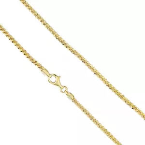 14k Gold Plated Over 925 Sterling Silver 3mm Twisted Rock Sparkle Chain Italy